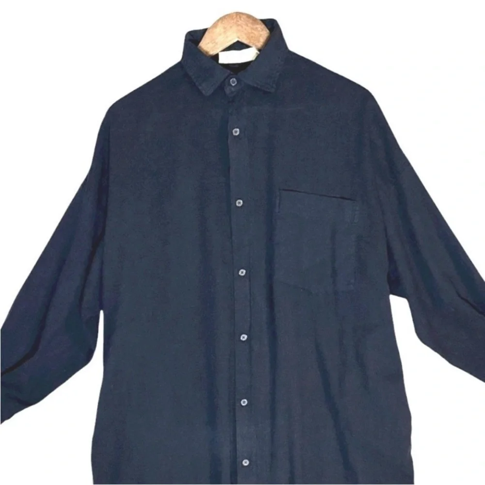 Mamène Florence Oversized
Maxi Shirt Dress Size L
Black Linen Lagenlook - Picture 5 of 7